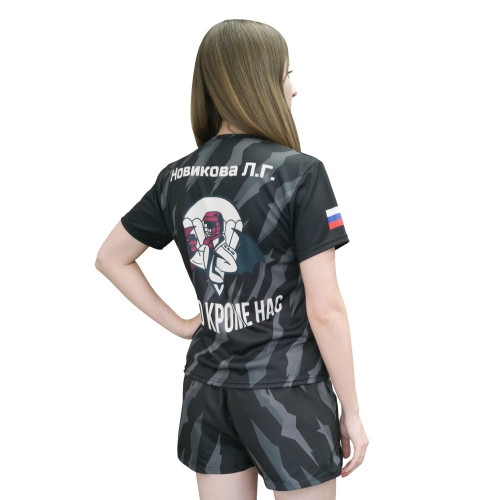 Шорты спортивные женские, материал: ложная сетка с полной запечаткой