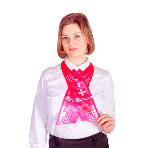 Шарф атласный двухслойный фигурный, с полной запечаткой