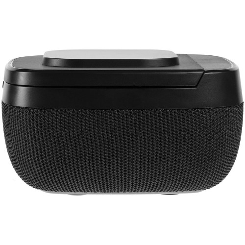 Колонка с беспроводной зарядкой Esca и подсветкой логотипа, черная