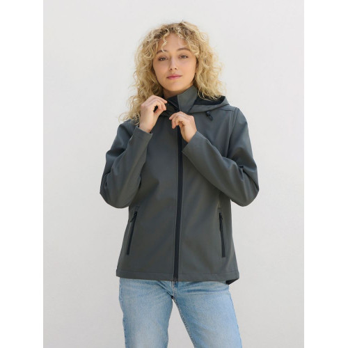 Куртка софтшелл с капюшоном женская Race Women, темно-синяя