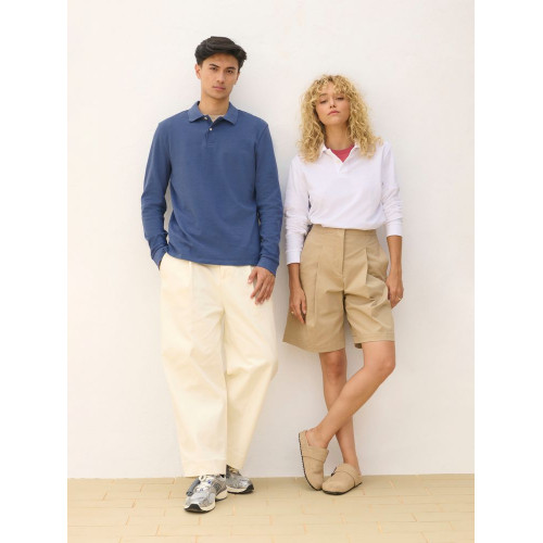 Рубашка поло унисекс с длинным рукавом Pacific LSL, синяя (джинс)