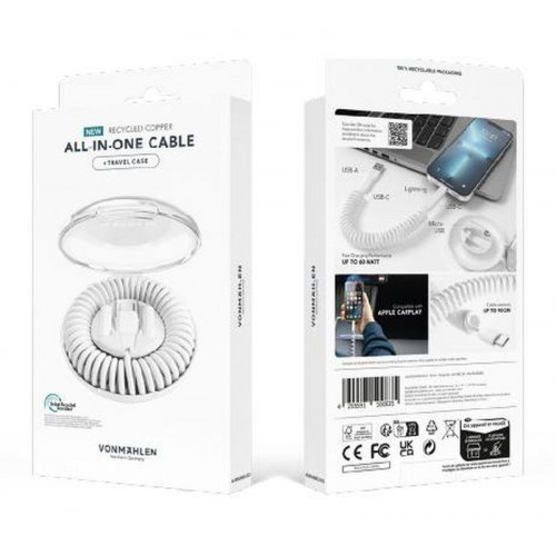 Кабель Vonmahlen Allroundo Eco для быстрой зарядки, черный
