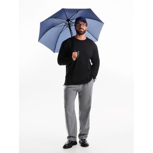 Зонт-трость Magic с проявляющимся рисунком в клетку, темно-синий