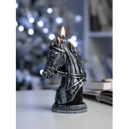 Свеча фигурная «Бюст лошади», серебристая