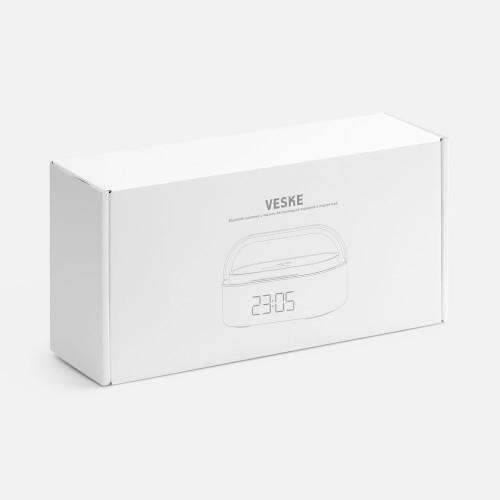 Колонка с часами и беспроводной зарядкой Veske ver.2, серая