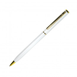 SLIM, ручка шариковая, белый/золотистый, металл
