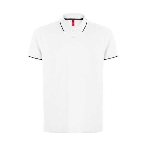 Рубашка-поло мужская SPECTRUM, к/р, белый/черный, S, 100% хлопок, плотность 195 г/м2