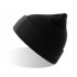 Шапка вязаная  двойная Wind-S, с отворотом и патчем, чёрный, 100% переработанный полиэстер